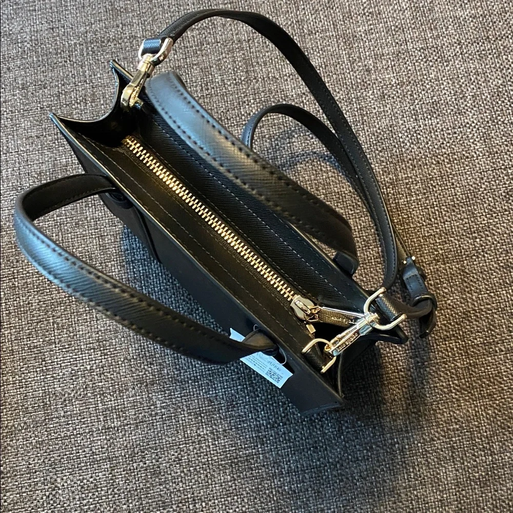NWT kate spade Kenzie Black Patent Saffiano Mini Tote KK037, Crossbody Strap